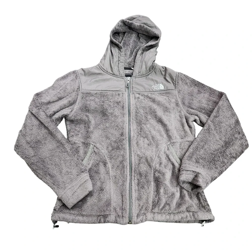 The North Face Jacket Womens Small Gray Hooded Fleece Full Zip Pockets Outdoor